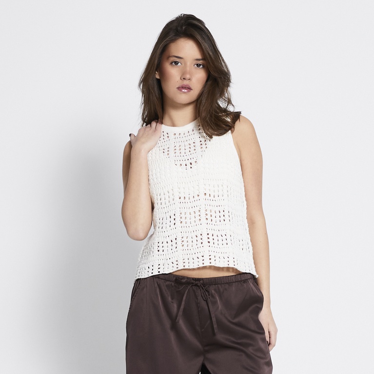 Crochet knit top "Mila" Off white